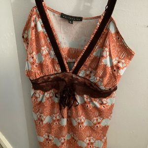 Boutique style Westonwear top with brown suede adjustable straps Size~S. NWOT